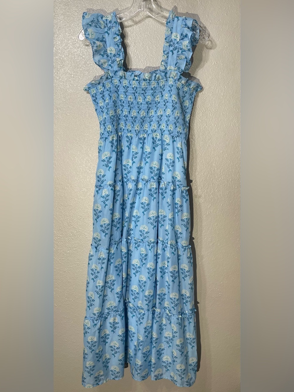 J Marie The Eloise Ruffle Strap Midi Dress Sz - L - Picture 2 of 4